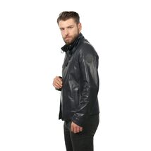 Vinci The Leroy Navy Blue Leather Men Jacket image 1
