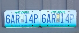 2007 Missouri License Plates 6AR 14P MO Dark Blue Lettering Pair - £11.86 GBP