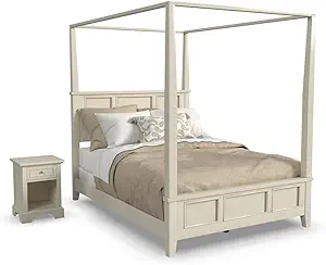 Naples White Queen Canopy Bed &amp; Night Stand By Home Styles - $1,341.99