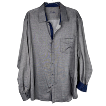 Tasso Elba Mens Shirt XXL 18-18.5 Button Down Gray Navy Contrast - £20.08 GBP