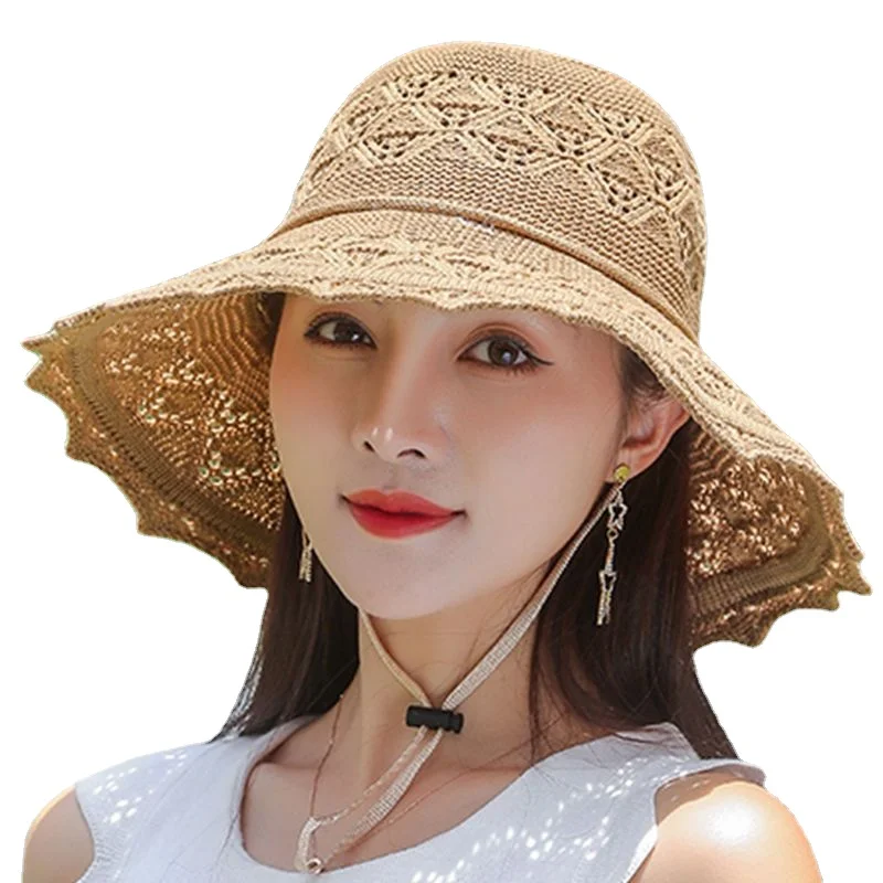 Sun Hat Female Summer Sun Protection Flower Sun Hat Female Seaside Beach... - $16.10