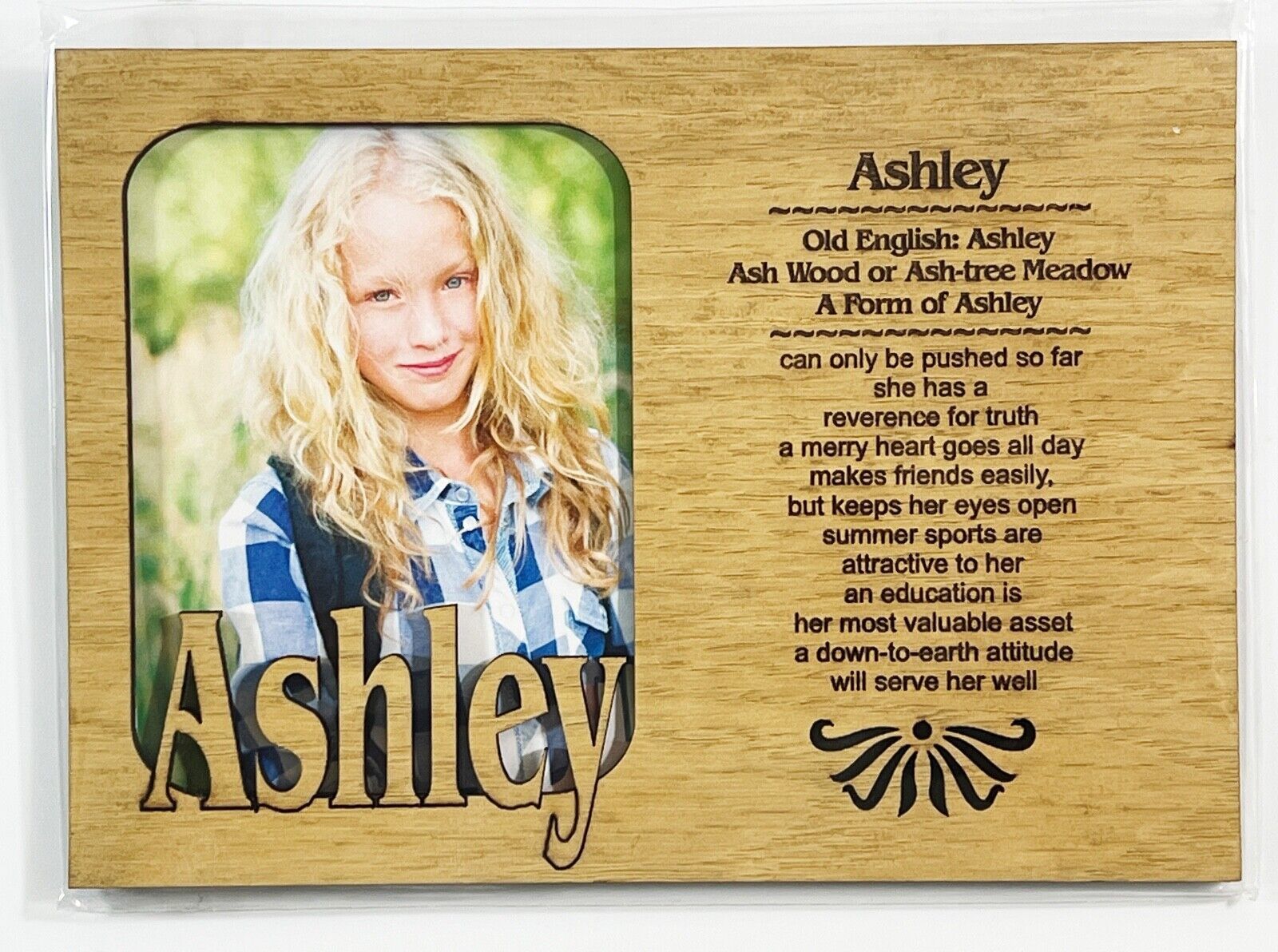 ASHLEY Personalized Name Profile Laser Engraved Wood Picture Frame Magnet - $9.90