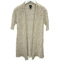 Eileen Fisher Half Sleeve Open Front Cardigan Beige Linen Cotton Blend P... - £34.27 GBP