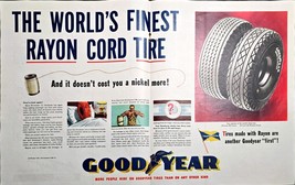 Goodyear Tires The World&#39;s Finest Rayon Cord Tire 2- 1946 Vintage Print Ad - $14.32