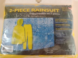 2 Piece Hood Waterproof Rain Suit  Yellow XXL Jacket Pant Lightweight FR... - £12.66 GBP