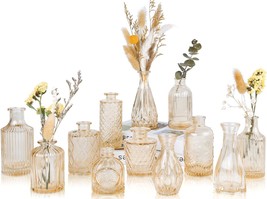 Glass Bud Vases Set Of 12, Mini Flower Vases For Centerpieces, Small, Amber - $41.99