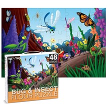 48 Piece Giant Floor Puzzle Bugs &amp; Insects Jumbo Jigsaw Puzzles Gift For... - $39.99