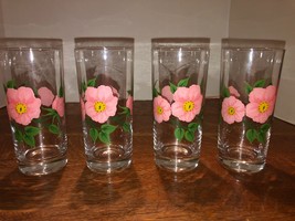 4 Vintage Franciscan Desert Rose Drinking Glasses 6 1/4&quot; 16 Ounce VNC - $32.00