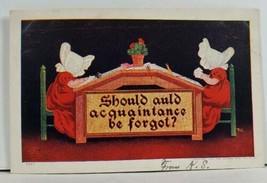 Sun Bonnet Girls Should auld Acquaintance be forgot? 1908 Postcard L19 - £7.21 GBP