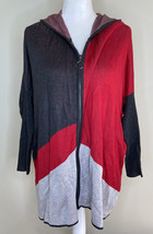 Joseph A NWT Women’s Hooded zip Up Knit Cardigan Sweater Size S Charcoal Red B4 - £19.30 GBP