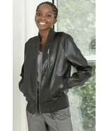 A New Day Bomber Jacket Black Faux Leather Women’s Coat with Pockets Sz ... - $37.85 CAD
