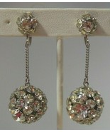Vintage Signed Weiss Rhinestone Dangle Disco Ball Screw-on Earrings - $75.54 CAD