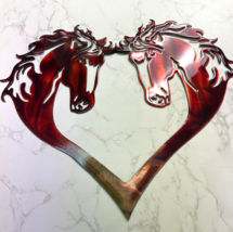 Horse Heart Silhouette - Metal Wall Art - Copper and Red Tinge 23 1/2&quot; x 28&quot; - £58.45 GBP