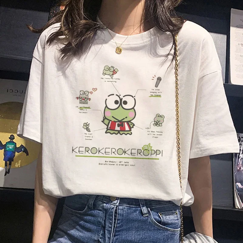 Sanrio Kawaii Hello Kitty T-shirt Pachacco Keroppi Cartoon Cute Print Short - £11.31 GBP