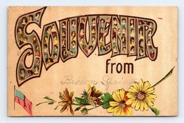 Large Letter Faces Souvenir From Flag Flowers 1908 DB Postcard M14 - £10.18 GBP