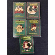Lot of 5 New 90s Vintage Boyds Bear Folkwear Art Pins Collectible Brooches NWT - £13.82 GBP