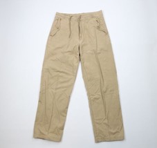 Vintage Gap Mens Size Medium Faded Wide Leg Fleece Lined Pants Beige Cotton - £47.03 GBP