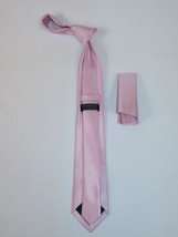 Mens Narrow Tie/Hankie Set Microfiber Silky Vito Rofolo VTR-98 Pink Dots image 2