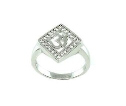 Platinum Finish Indisch Echtes Silber Ring Cz Nieten - £26.89 GBP