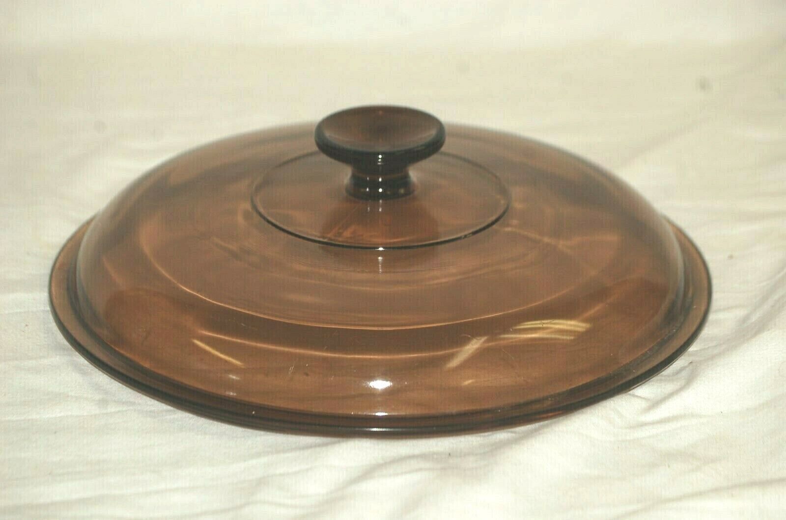Pyrex Corning Visions Ware Amber Glass Lid Round Replacement Piece B 10-... - $24.74