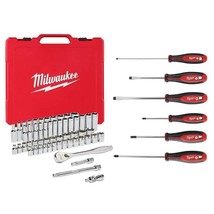 Milwaukee 3/8 in. SAE/Metric Ratchet &amp; Socket Mechanics 56 pc &amp; Screwdriver Set - £132.13 GBP