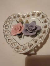 Free Standing Heart Shaped Porcelain Display Flowers Hearts Mini Sculpture  - £19.00 GBP