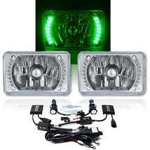 4X6&quot; Green LED Halo Angel Eye Headlight 6K 6000K HID Headlamp Light Bulbs Pair - $119.95