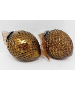 Glass Pine Cone 4&quot; Christmas Ornaments (2) VTG Bronze Pineapple Nut Acor... - £16.76 GBP