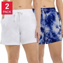 Danskin Soft Active Short, 2-pack Neptune Blue Tie Dye/White Women&#39;s Sz ... - $18.01