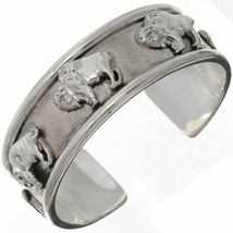 Native Navajo Mens Sterling Silver Buffalo Overlay Bracelet Lrg Cuff s8-8.5 - £398.56 GBP+