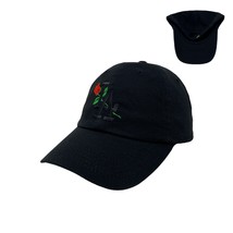 Los Angeles LA Rose Flower Black Dad Hat - £19.34 GBP