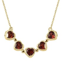 Womens 14K Gold Plated 3.1 ct Heart Garnet Necklace Size 18&#39;&#39; January Birthstone - £36.93 GBP