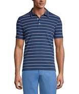 Lands&#39; End Deep Sea Navy Multi Stripe 3-Button Polo Size Large L - £18.43 GBP