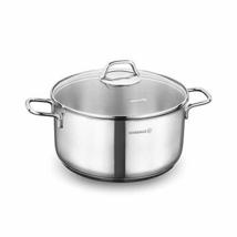 LaModaHome Korkmaz Stainless Steel Stock Pot with See Through Glass Lid, Dishwas - £78.58 GBP