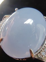 Icy Ice Lavender Purple 100% Natural Jadeite Jade Cabochon Ring #Type A Jadeite# - £2,189.15 GBP