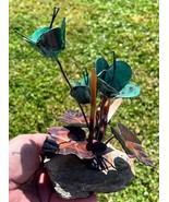 Vintage Original Metal Copper Floral Flowers Stone Art Sculpture Artist ... - $928.17 MXN