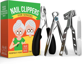 Toenail Clippers for Seniors Thick Toenails - 4-Piece Heavy Duty Nail Cl... - $36.42