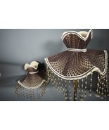 Vintage Handmade pair of Victorian table lamp shades lampshades New Old ... - $270.00 CAD