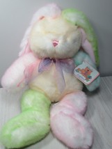 Snuggle Toy DGE Corp pastel plush color block bunny rabbit yellow green pink bow - $71.27