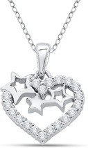 Star Heart Shape Love Pendant Necklace for Women 14k White Gold Finish 0.50CT CZ - £21.07 GBP