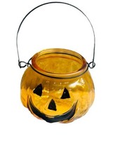 Halloween Glass Jack-o&#39;-Lantern Pumpkin Votive Candle Tea Light Holder New  - $12.75