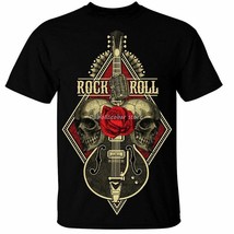 men cotton tshirt Rock N Roll Guitar T-Shirt Mens Skull Metal Band Death... - £24.18 GBP