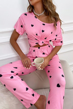 Pink Valentines Heart Print Tee and Pants Lounge Set - $18.06