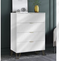 Unsightly 4 Drawer Dresser, Storage Cabinet, Tall Drawers Chest, Tipping Device - £132.29 GBP
