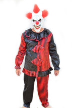 Mens Clown Costume For Halloween Party Red and Black with Mask RED HAIR CLOWN - £23.96 GBP