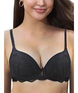 IHOIU Women&#39;s Lace Push Up Bra Padded Underwire Plunge Black Size 34B - $241.66 MXN