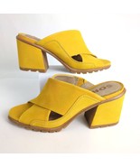 Sorel Nadia Mules Women&#39;s 5.5 Yellow Gold Suede Leather Crisscross 3&quot; Bl... - $740.38 MXN