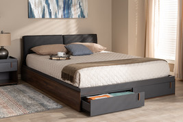 Keagan Two-Tone Gray and Walnut Queen Storage Bed - $16,045.27 MXN