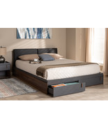 Keagan Two-Tone Gray and Walnut Queen Storage Bed - $16,045.27 MXN