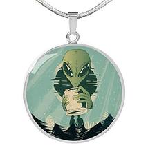 Express Your Love Gifts UFO Alien Fan Gift Alien Human Circle Necklace Stainless - £55.69 GBP